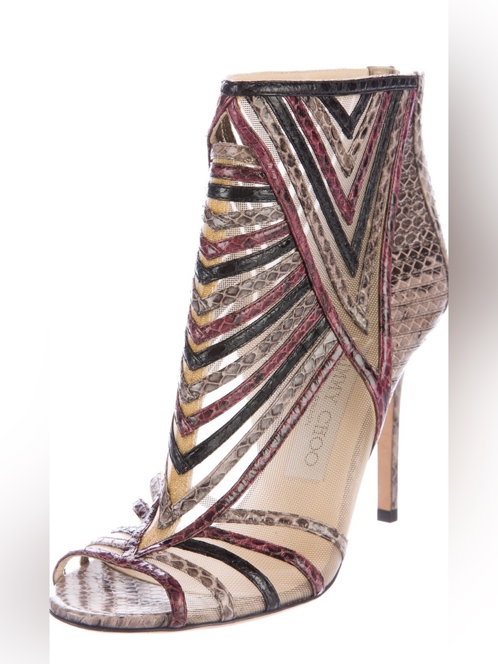 Jimmy Choo Multi-Color Strappy Peep-Toe Stiletto Bootie